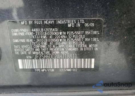 2010 Subaru Forester 2.5X Limited из США, поврежденный, VIN JF2SH6DC2AH718811